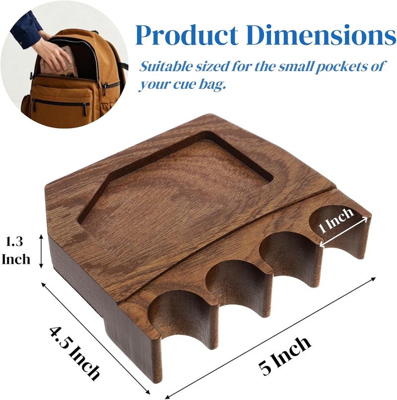 Eorbow 4-Hole Wood Pool Cue Holder, Portable Weighted Billiard Stick Rack, Non-slip Cue Holder Claw with Chalk Holder, Solid Cue Rest with Deepen Notch for Billiard Table Bar Chair - Image 2